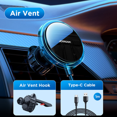 Joyroom magnetski držač za auto telefon bežični punjač za iPhone 14 13 12 Pro Max brzo punjenje držač za auto punjač s plavim svjetlom