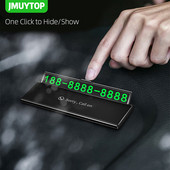 Egy kattintással elrejtett autó Ideiglenes parkolókártya telefonszám Ultra vékony fiók Elrejthető világító telefonszám rendszámtábla autótartozékok