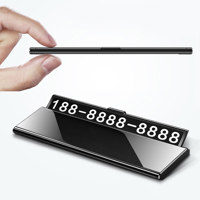 Egy kattintással elrejtett autó Ideiglenes parkolókártya telefonszám Ultra vékony fiók Elrejthető világító telefonszám rendszámtábla autótartozékok