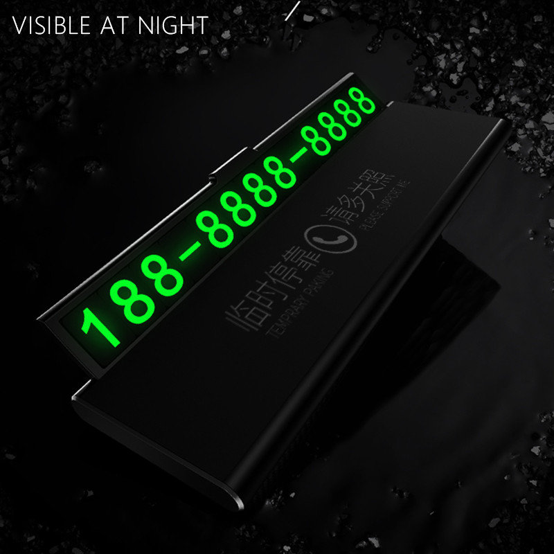 Egy kattintással elrejtett autó Ideiglenes parkolókártya telefonszám Ultra vékony fiók Elrejthető világító telefonszám rendszámtábla autótartozékok