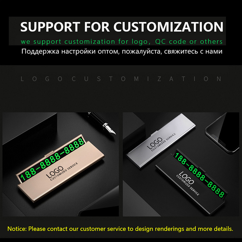 Egy kattintással elrejtett autó Ideiglenes parkolókártya telefonszám Ultra vékony fiók Elrejthető világító telefonszám rendszámtábla autótartozékok