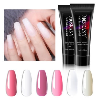 MOSKANY 15ml Poly Nail Gel Σετ Pure Color Acrylic Extension Builder Vernis Quick Nail Art Manicure Tool Kit Polygels