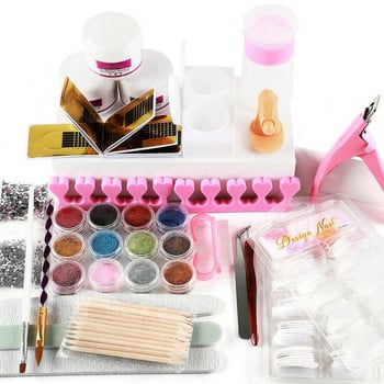 Nail Art Supplies Ακρυλικό Σετ Gel Βερνίκι νυχιών Εργαλείο στίλβωσης DIY Crystal Nail Powder Full Set Of Beginner Nail Supplies TSLM1