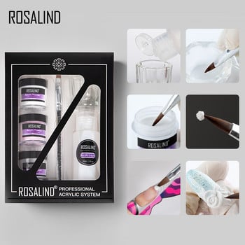 ROSALIND Dipping Acrylic Nail Kit Carve Crystal Powder Nail Gel For Nail Extension Builder Σετ Μανικιούρ Ακρυλικό Σετ εργαλείων σε πούδρα