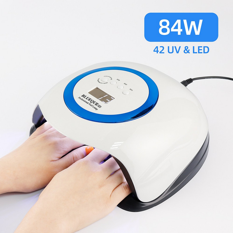 84 W-os LED-es körömlámpa szárító UV gél Elektromos Smart Timing Nail Art Tools Időzítő 10/30/60/99s Körömszárítóhoz Nagy teljesítményű polírozó eszköz