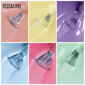 ROSALIND 6PCS Κιτ τζελ νυχιών Σετ βερνίκι νυχιών Glitter vernis Ημιμόνιμη βάση Top Coat Profession UV LED Nail Art Gel Polish Σετ