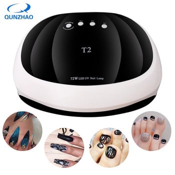 72W T2 UV Led Nail Lamp Nail Dryer 36 LEDs For Sun Light Infrared Sensing 10/30/60/99s Timer Smart For Manicure