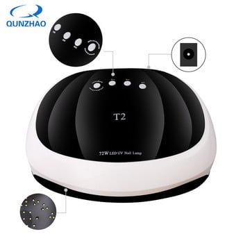 72W T2 UV Led Nail Lamp Nail Dryer 36 LEDs For Sun Light Infrared Sensing 10/30/60/99s Timer Smart For Manicure