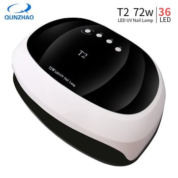 72W T2 UV Led Nail Lamp Nail Dryer 36 LEDs For Sun Light Infrared Sensing 10/30/60/99s Timer Smart For Manicure