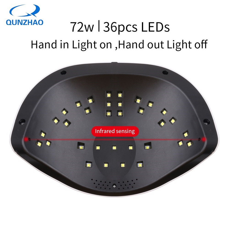 72W T2 UV Led svjetiljka za nokte Sušilo za nokte 36 LED dioda za sunčevo svjetlo Infracrveni senzor 10/30/60/99 s Pametni mjerač vremena za manikuru