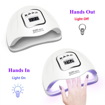 UV LED Λάμπα νυχιών Gel Polish Λάμπα σκλήρυνσης για τζελ μανικιούρ για στέγνωμα νυχιών με λειτουργία χρονισμού τεσσάρων ταχυτήτων Οθόνη LCD υπέρυθρη αισθητήρα