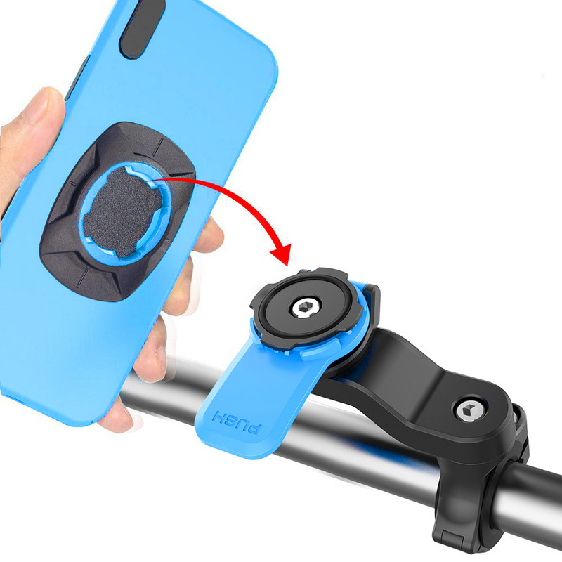 Modrý držiak na telefón na bicykel, motocykel, stojan na mobil, riadidlá MTB bicykla, držiak na smartfón, nastaviteľná podpora, prístup na bicykel