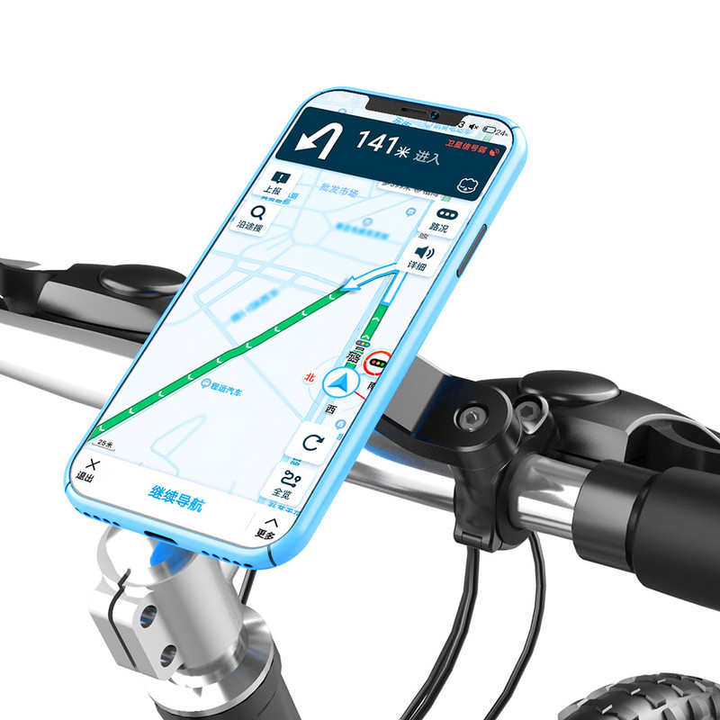 Modrý držiak na telefón na bicykel, motocykel, stojan na mobil, riadidlá MTB bicykla, držiak na smartfón, nastaviteľná podpora, prístup na bicykel