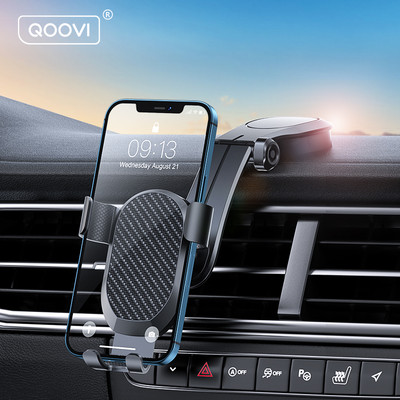 Držiak na telefón do auta QOOVI, stojan, držiak na mobilný telefón, gravitácia, bez magnetickej podpory pre iPhone 13 Pro, Xiaomi Mi11, Samsung S21, Huawei