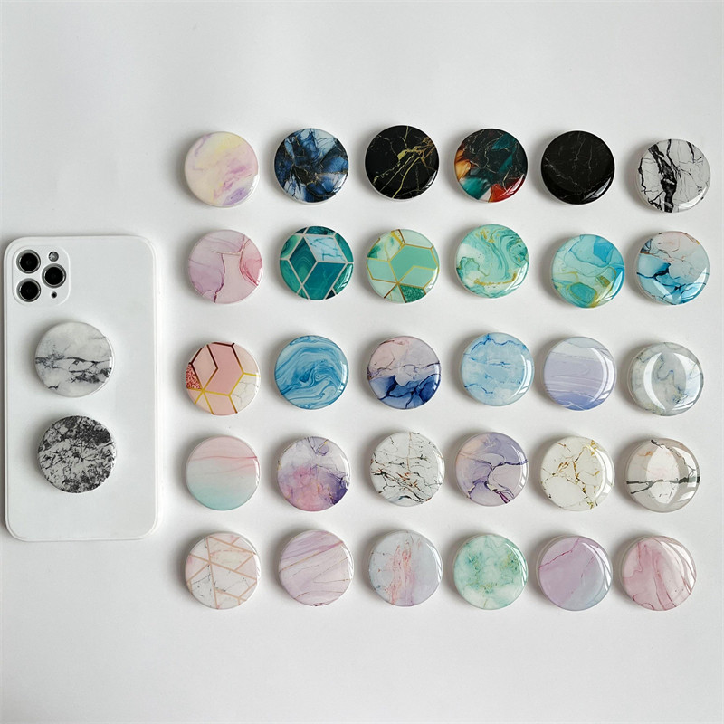 Sjajna mramorna tekstura Rastezljivo držanje Tok držač za telefon Preklopivi prsten za prst za iPhone 11 13 Podrška za Xiaomi