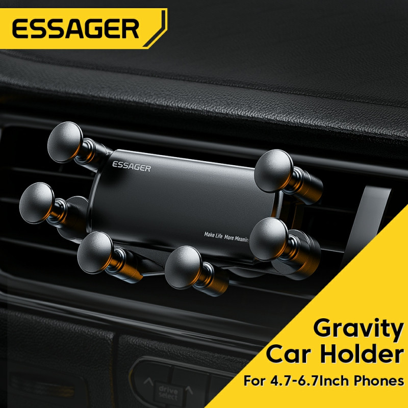 Essager Univerzalni 6 točaka Solid Fold Držač za telefon u automobilu Gravitacijski držač u automobilu za telefon u automobilu Držač za montažu na ventilacijski otvor Držač za pametni telefon