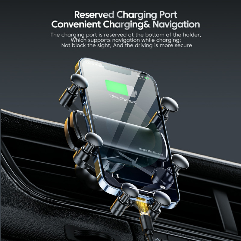 Essager Univerzalni 6 točaka Solid Fold Držač za telefon u automobilu Gravitacijski držač u automobilu za telefon u automobilu Držač za montažu na ventilacijski otvor Držač za pametni telefon