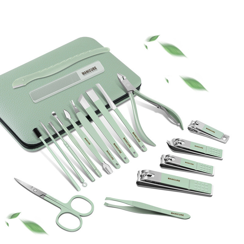 18 viename manikiūro rinkinys nagų kirpimo mašinėlė su dėklu, pedikiūro priežiūros rinkinys, nagų žirklės