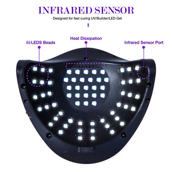 Εξοπλισμός νυχιών Λαμπτήρας έξυπνου αισθητήρα LED Ισχυρό στέγνωμα UV 66LED 138W Προμήθειες Επαγγελματίες Μεγάλη οθόνη αφής LCD Στεγνωτήρια Νύχια