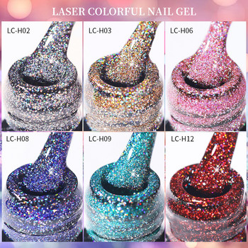 LILYCUTE 10 τμχ/Σετ Silver Purple Glitter Gel Βερνίκι Νυχιών Ανοιξιάτικο Χρώμα Semi Permanent Need Base Top Coat Nail Art Gel Vernish