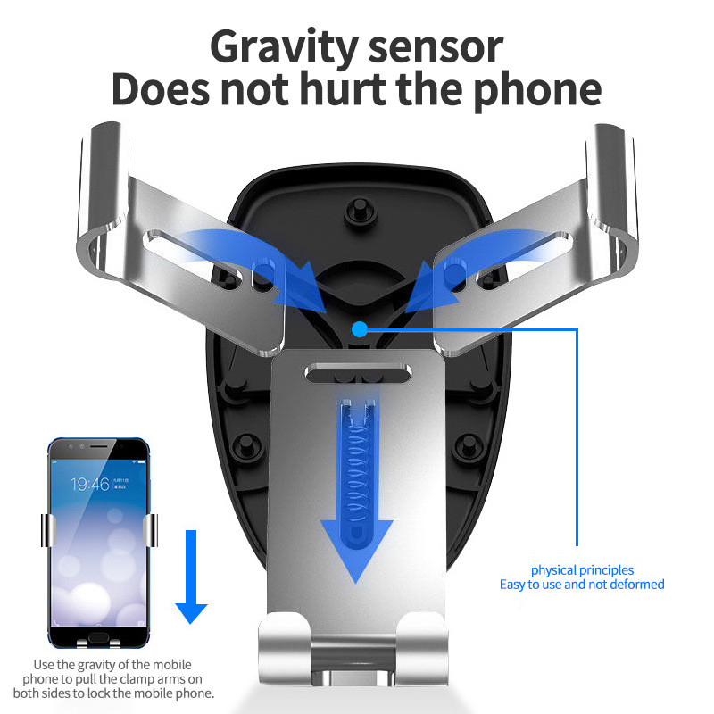 Mobiiltelefoni hoidik Õhu väljalaskeava Gravitatsiooniandur Autotelefoni hoidik Autotelefoni hoidik Kolmnurga gravitatsiooniga jäätunud hoidik