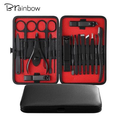 Brainbow Professional 18kom/pakiranje Pro set za manikuru noktiju i komplet za žene, muškarce, njegu lica/stopala/ruka, škare za nokte Set alata za pedikuru
