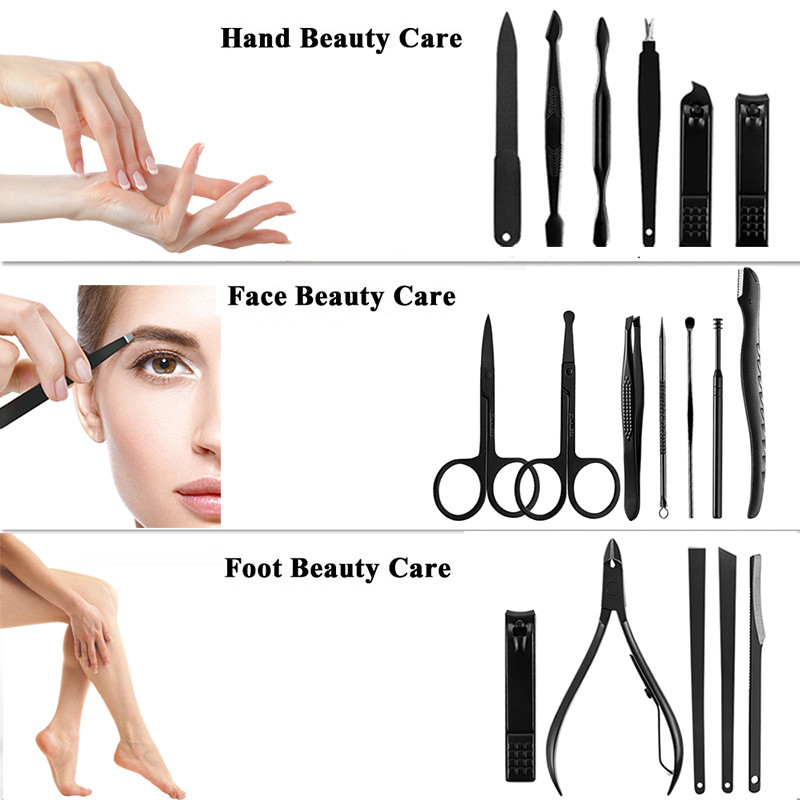 Brainbow Professzionális 18db/csomag Pro köröm manikűr készlet és készlet nőknek Férfi arc-/láb-/kézápoló körömvágó pedikűr eszközkészlet