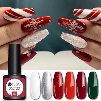 UR SUGAR Χριστουγεννιάτικο Snowflake Winter Red Green Glitter Sequins Ματ Effect Nail Gel Σετ Σχέδιο Νυχιών Μεγάλης διάρκειας