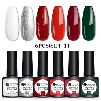 UR SUGAR Χριστουγεννιάτικο Snowflake Winter Red Green Glitter Sequins Ματ Effect Nail Gel Σετ Σχέδιο Νυχιών Μεγάλης διάρκειας