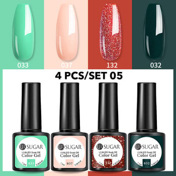 UR SUGAR Χριστουγεννιάτικο Snowflake Winter Red Green Glitter Sequins Ματ Effect Nail Gel Σετ Σχέδιο Νυχιών Μεγάλης διάρκειας