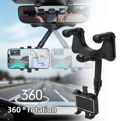 Retrovizor Držač mobitela u automobilu Okretno postolje za automobilski telefon za 360° Podesivi teleskopski držač za auto telefon