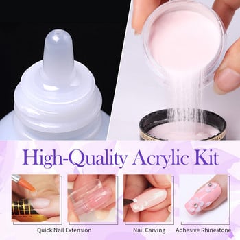 BORN PRETTY 30ML Acrylic Powder And Liquid Set Acrylic Nail Kit Clear White Pink Nail Powder Kit for Acrylic Nails Extension Kit