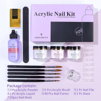 BORN PRETTY 30ML Acrylic Powder And Liquid Set Acrylic Nail Kit Clear White Pink Nail Powder Kit for Acrylic Nails Extension Kit