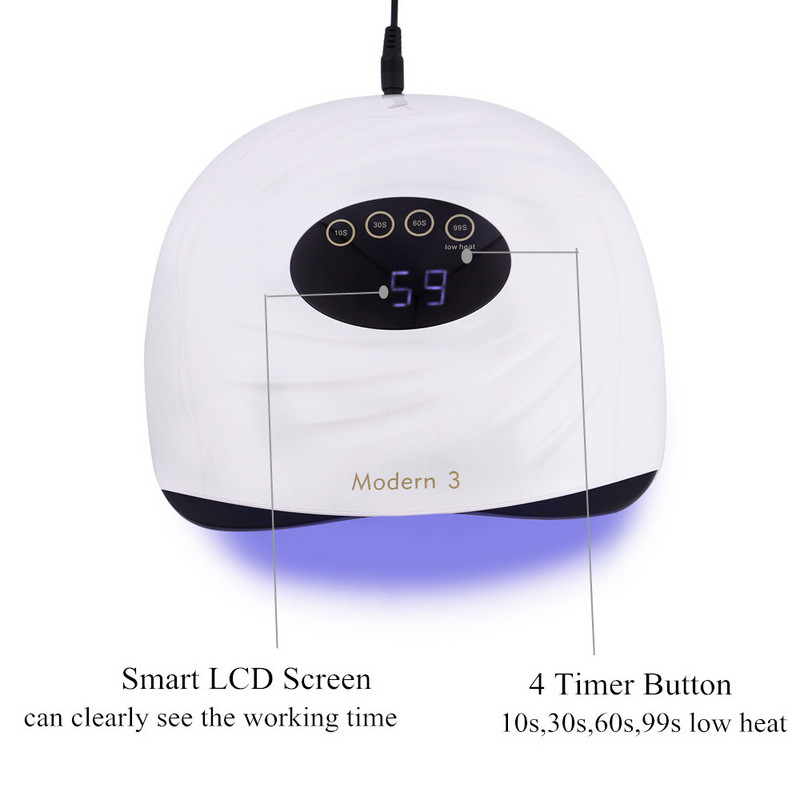 Uscator de unghii Gel cu uscare rapida Lampa LED UV 45 buc pentru lac de unghii cu afisaj LCD de jos Senzor infrarosu Instrumente de manichiura