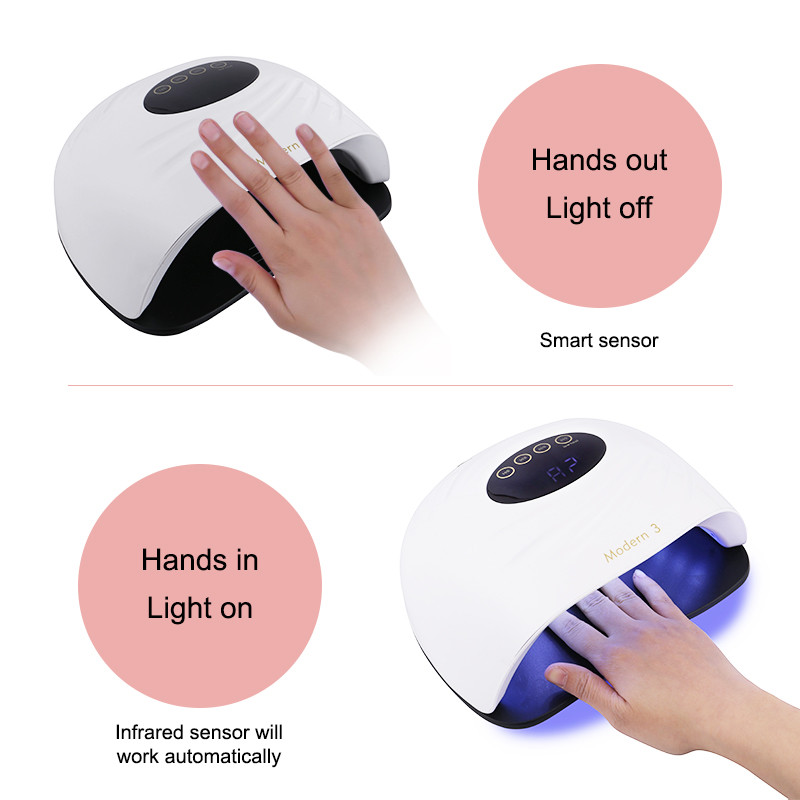 Uscator de unghii Gel cu uscare rapida Lampa LED UV 45 buc pentru lac de unghii cu afisaj LCD de jos Senzor infrarosu Instrumente de manichiura