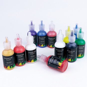 12/6Colors/Set Airbrush Nail Polish Art Inks Σετ Ακρυλικό Σετ μελανιού Airbrush Nail Pigments Στένσιλ νυχιών Εργαλεία βαφής νυχιών