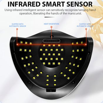 SUN V1 UV 64 LEDs Λάμπες νυχιών Πολυμερισμός Στεγνωτήριο νυχιών για τζελ βερνίκι σαλονιού σπιτιού με αυτόματο αισθητήρα Επαγγελματικά εργαλεία τέχνης νυχιών