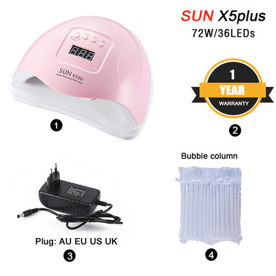 SUN X5 Plus 72W LED lámpa körömszárítóhoz UV lámpa manikűr szárításhoz gél lakk lakk jéglámpa LCD kijelzős automatikus érzékelővel