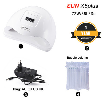 SUN X5 Plus 72W LED lámpa körömszárítóhoz UV lámpa manikűr szárításhoz gél lakk lakk jéglámpa LCD kijelzős automatikus érzékelővel