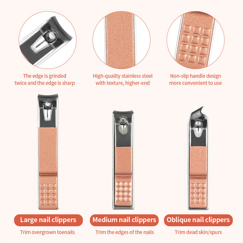 7 vnt./rinkinys Manikiūro nagų kirpimo mašinėlės pedikiūro rinkinys Nešiojamas kelionių higienos rinkinys nerūdijančio plieno nagų kirpimo įrankių rinkinys