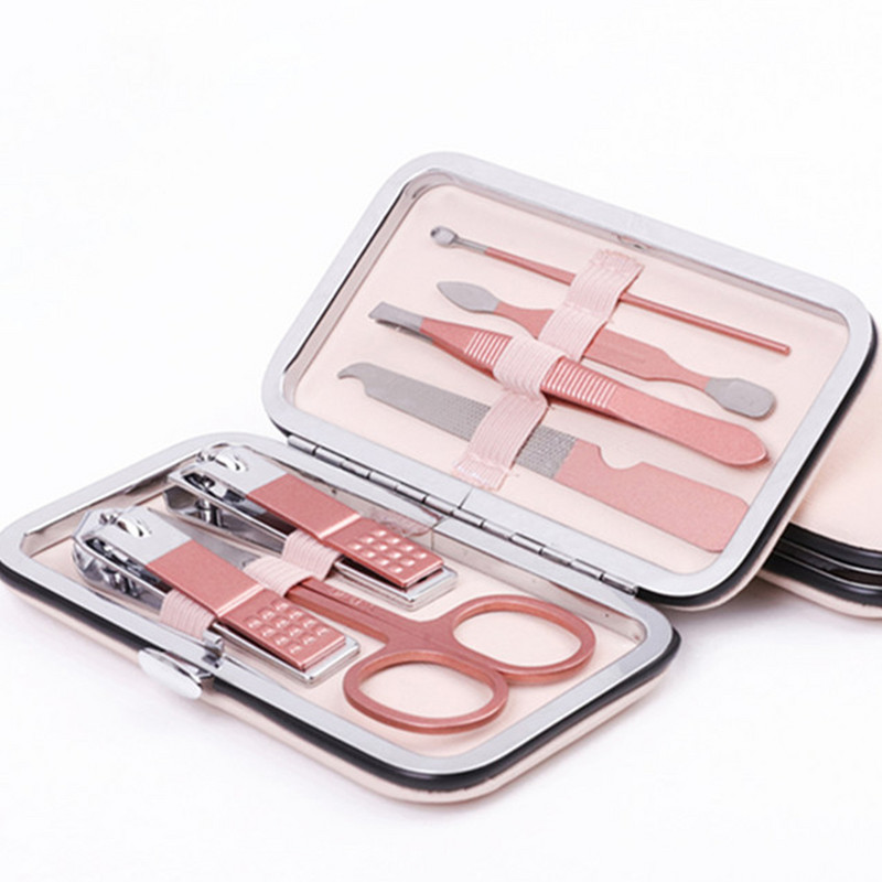 7 vnt./rinkinys Manikiūro nagų kirpimo mašinėlės pedikiūro rinkinys Nešiojamas kelionių higienos rinkinys nerūdijančio plieno nagų kirpimo įrankių rinkinys