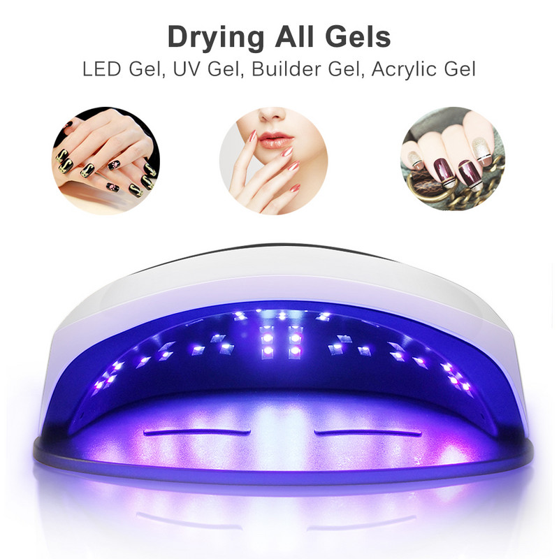 Cea mai nouă lampă pentru unghii de 72W de mare putere cu buton temporizator Senzor inteligent Ecran LCD Uscător de unghii cu spațiu mare Lămpi UV LED