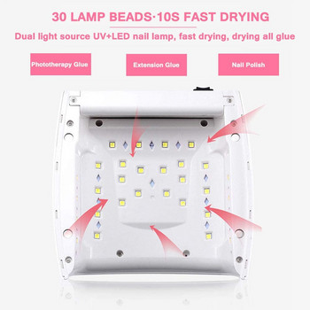 30 LED με ενσωματωμένη μπαταρία Επαναφορτιζόμενη λάμπα νυχιών UV Ασύρματο βερνίκι gel Dryer UV LED φως νυχιών Wirelessuse Salon Nail Art Tools