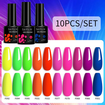 LILYCUTE 10 τμχ/Σετ Neon Gel Βερνίκι νυχιών Σετ Nude Pink LED UV Gel Nail Art Gel Vernis Semi Permanent Base Top Coat