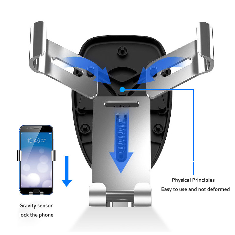 Držač za telefon u automobilu Nosač za ventilacijski otvor Držači za mobilne telefone Univerzalni GPS nosač Gravity Car Mobile podrška za IPhone 13 Xiaomi