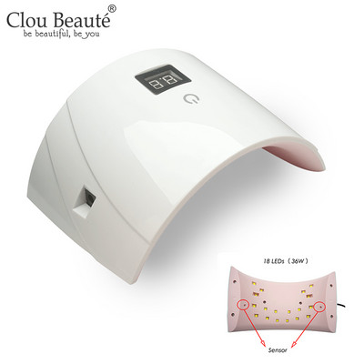Clou Beaute 36W UV svjetiljka LED svjetiljka za nokte Sušilo za nokte za sve gelove za lakiranje US/UK/EU Utikač Infracrveni senzor 30/60s Timer Pametna manikura