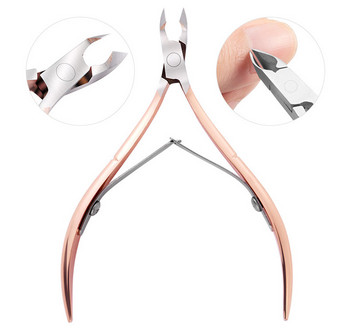 Από ανοξείδωτο ατσάλι Double Head Nail Art Dead Skin Pusher Cuticle Nipper Scissors Σετ μανικιούρ Rose Gold UV Gel Remove 2/4Pcs/Σετ