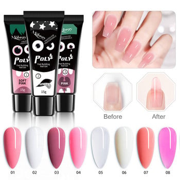 Mobray Poly Nail Gel Kit 6W Λάμπα LED Full Σετ Μανικιούρ Γρήγορης επέκτασης Nail Kit Gel Building Poly Nai Gel Set for Nails Tool