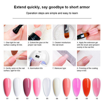 Mobray Poly Nail Gel Kit 6W Λάμπα LED Full Σετ Μανικιούρ Γρήγορης επέκτασης Nail Kit Gel Building Poly Nai Gel Set for Nails Tool