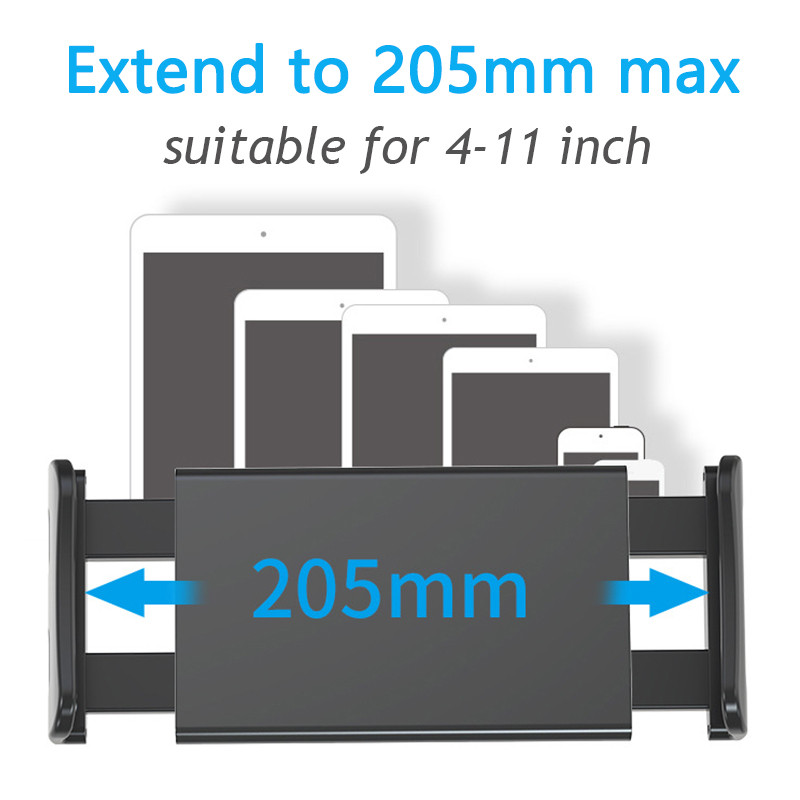 Automobilio galinės pagalvės telefono laikiklis Teleskopinis automobilio galinės sėdynės telefono laikiklis 4–11 colių telefono planšetinio kompiuterio automobilio laikiklio stovas, skirtas iPhone iPad 12 13